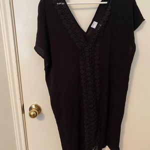 Black V-neck swim cover up